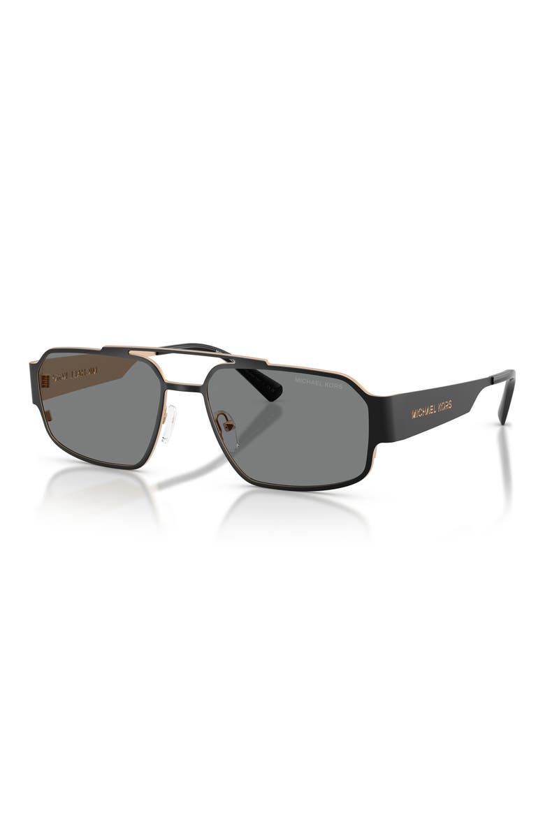 Cape Town 58mm Rectangular Sunglasses, Alternate, color, BLACK MATTE / DARK GREY MONO