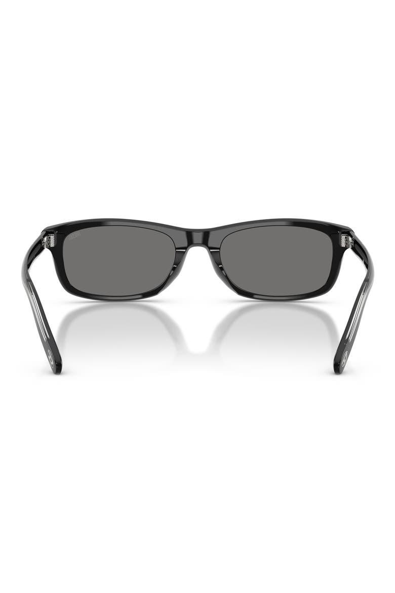 54mm Polarized Rectangular Sunglasses, Alternate, color, SOLID BLACK / DARK GREY POLAR