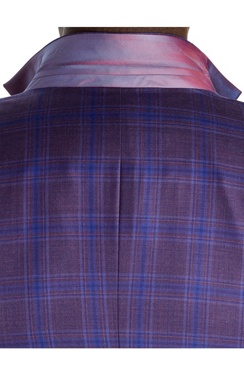 Oak Hill Premium by DXL Big & Tall Bright Plaid Sport Coat, Alternate, color, Plum