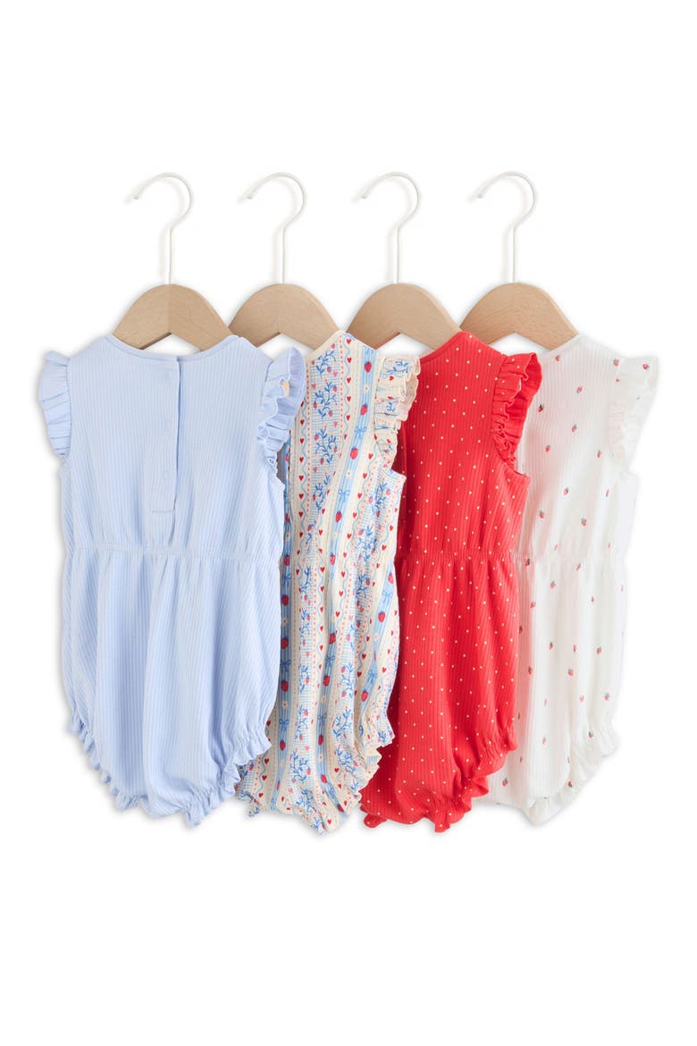 Pack of 4 Assorted Frill Bodysuits, Alternate, color, BLUE