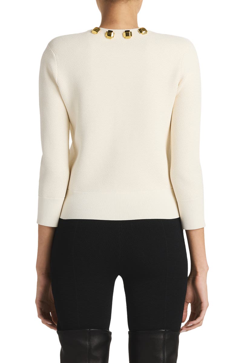 St. John Collection Stud Detail Piqué Cardigan, Alternate, color, 