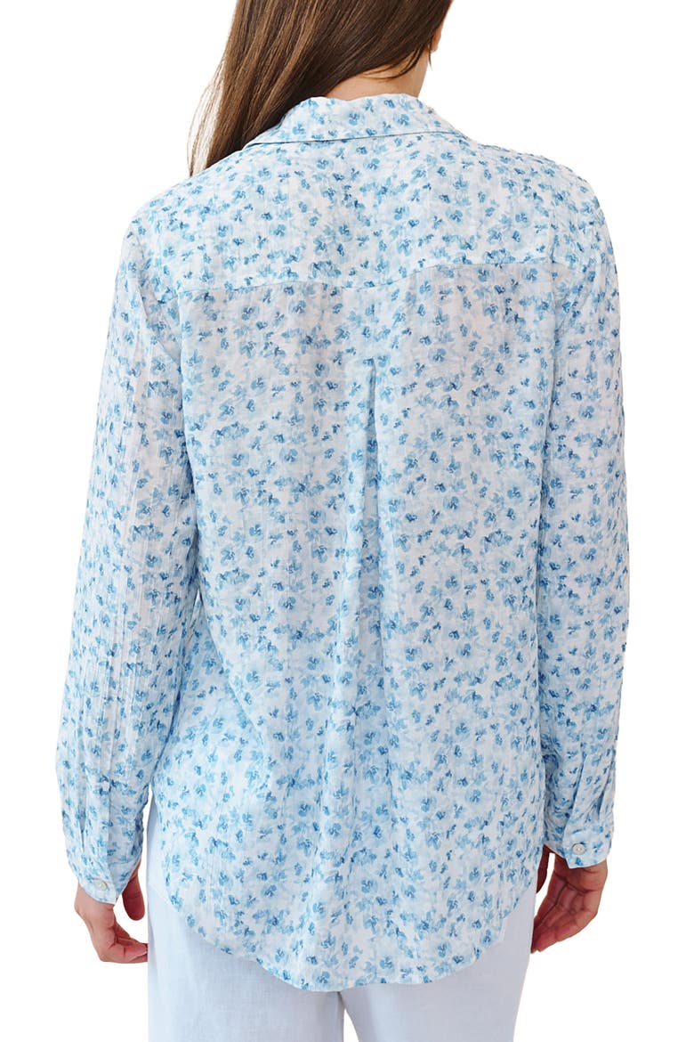 Print Button-Up Shirt, Alternate, color, BLUE DITSY
