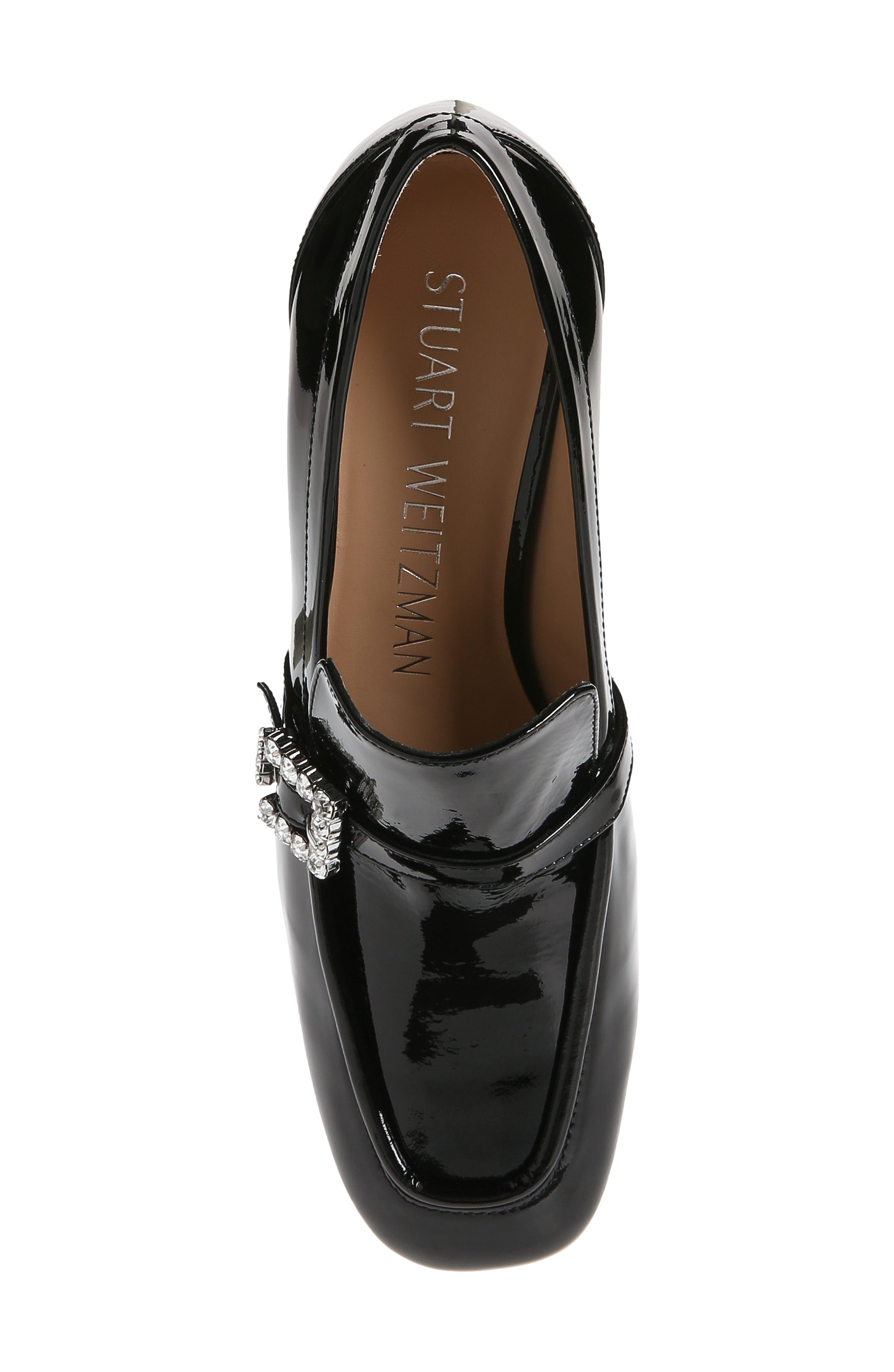 Stuart Weitzman Crystal Geo Buckle Loafer Pump, Alternate, color, 