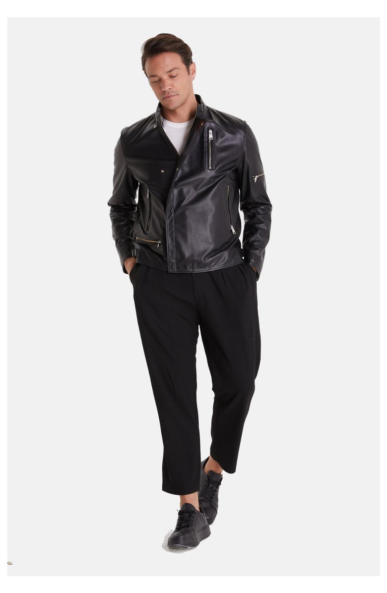 Furniq UK Tobias Leather Jacket, Main, color, Black