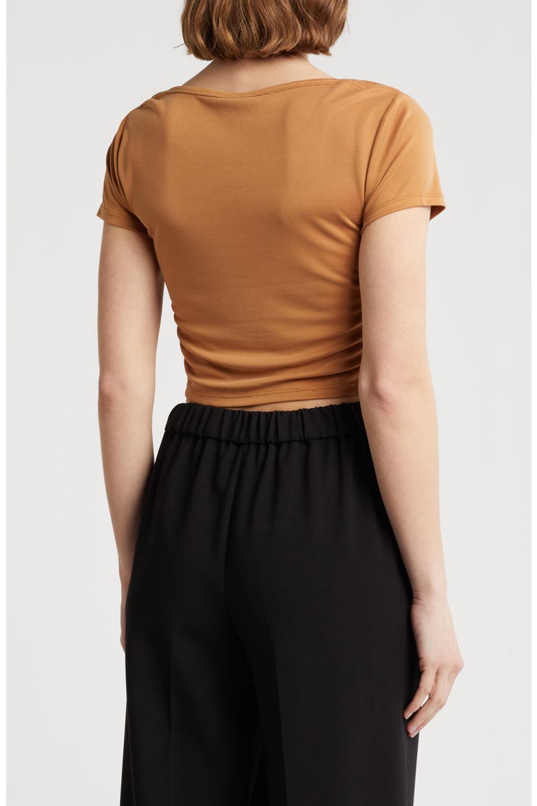 Rashia Side Ruched Crop Top, Alternate, color, TAN