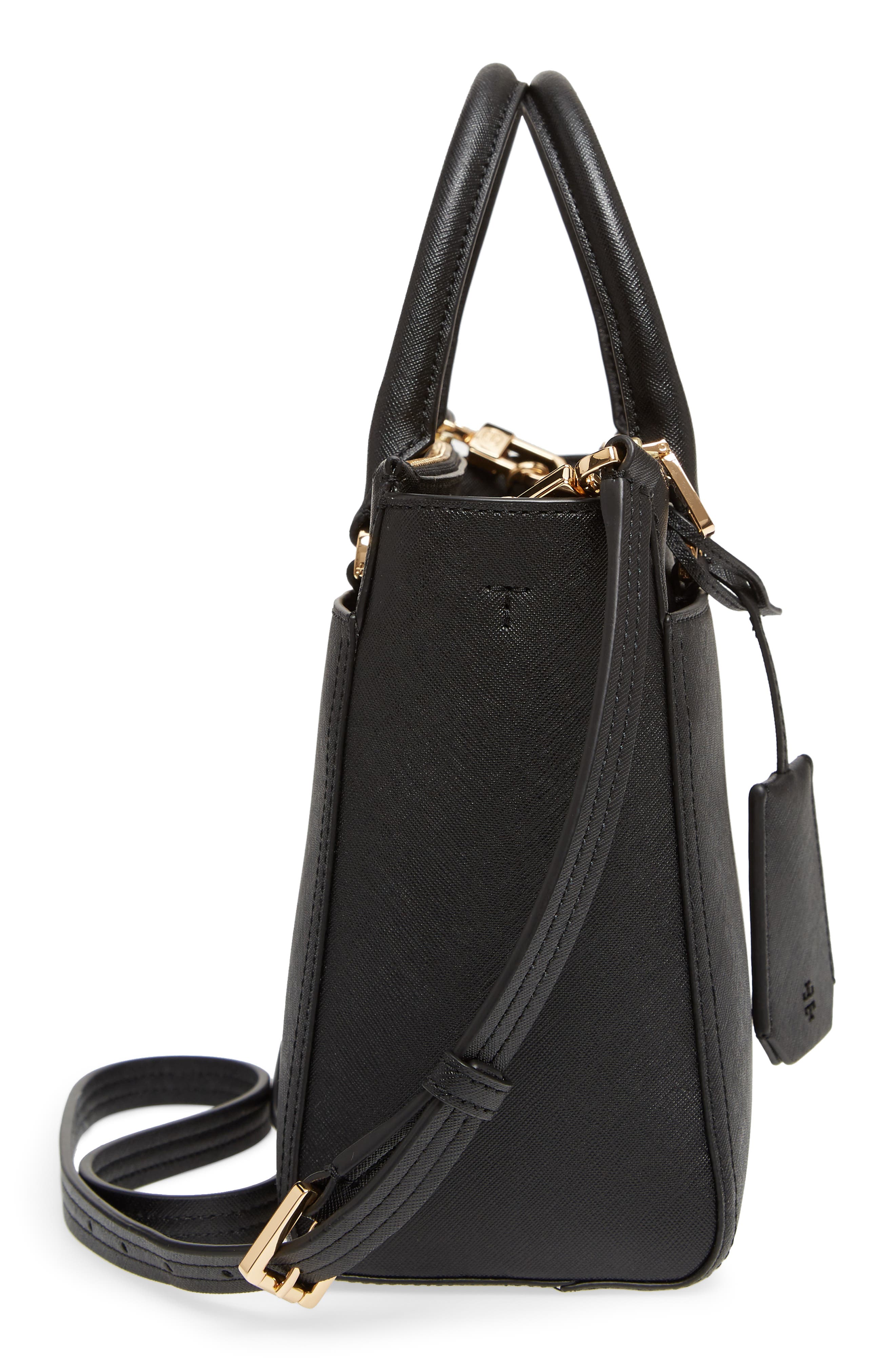 Small Robinson Double-Zip Leather Tote, Alternate, color, BLACK / ROYAL NAVY