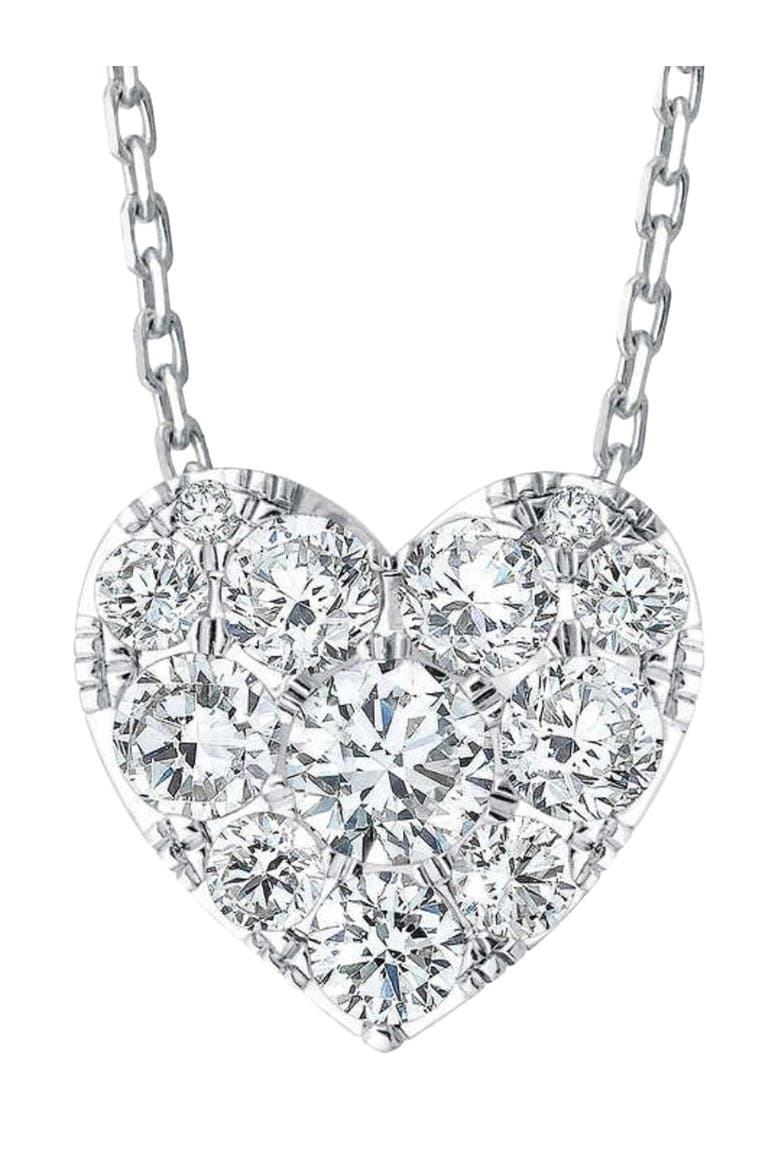 3/4Ct Diamond Heart Pendant 14k Gold 18" Necklace Lab Grown, Main, color, 14k White Gold