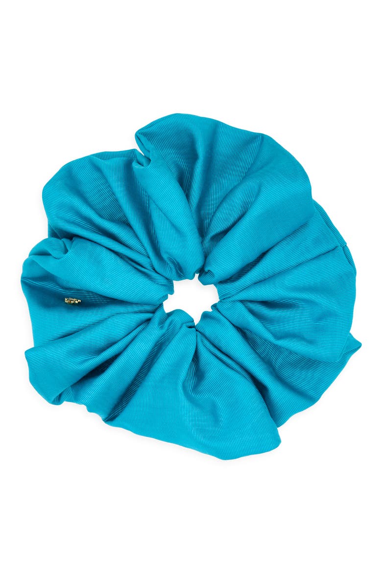 Rommy Moire Oversize Scrunchie, Main, color, TURQUOISE