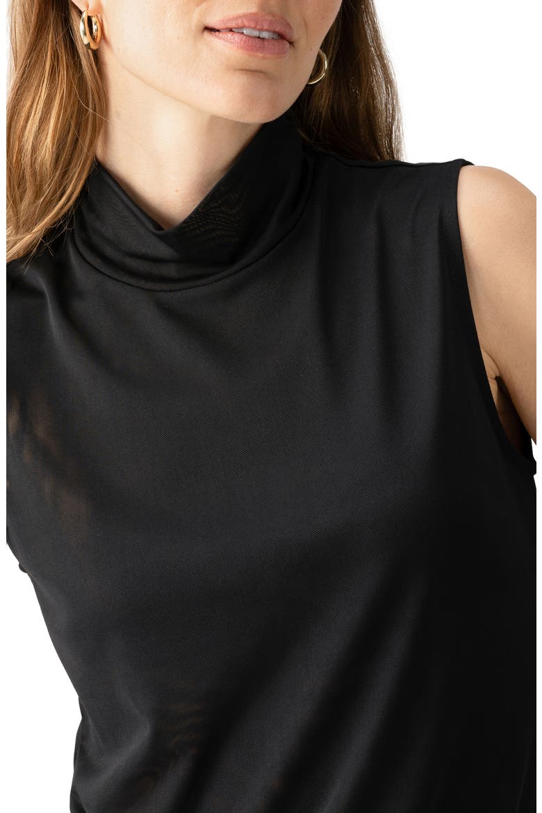 Sleeveless Cowl Neck Mesh Top, Alternate, color, BLACK