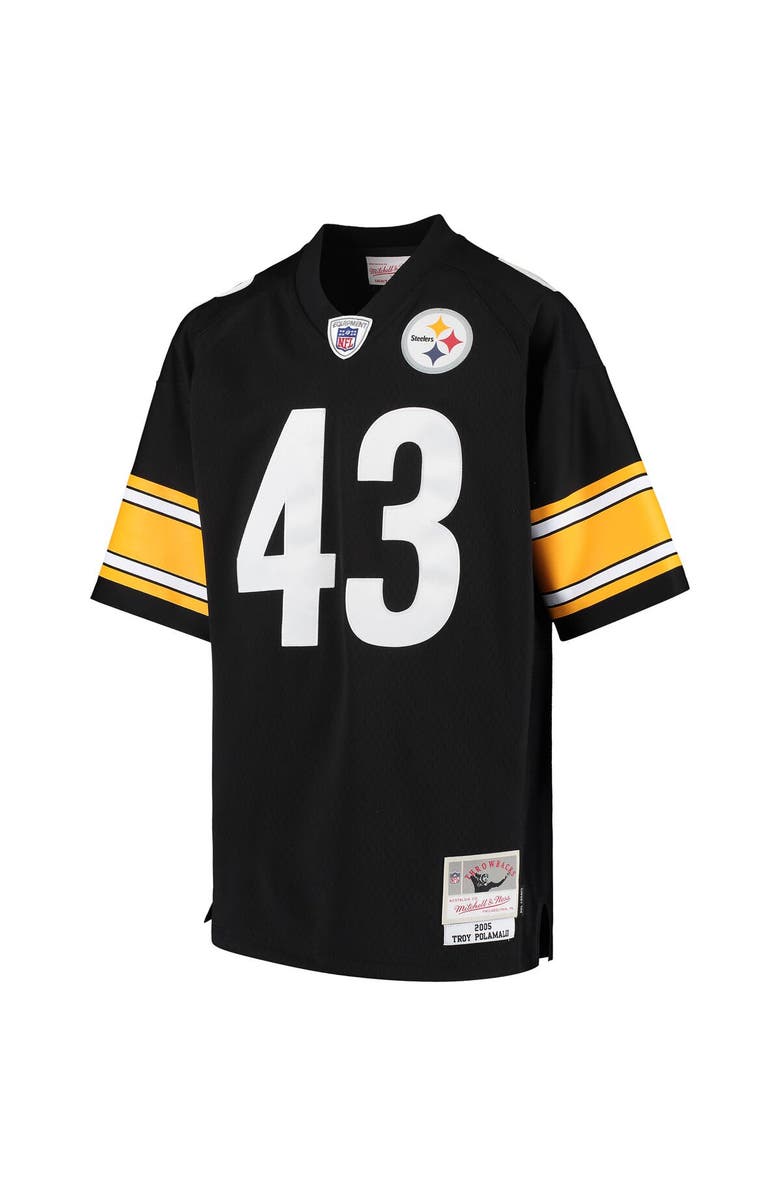 Mitchell & Ness Youth Mitchell & Ness Troy Polamalu Black Pittsburgh Steelers 2005 Gridiron Classics Retired Player Legacy Jersey, Alternate, color, 