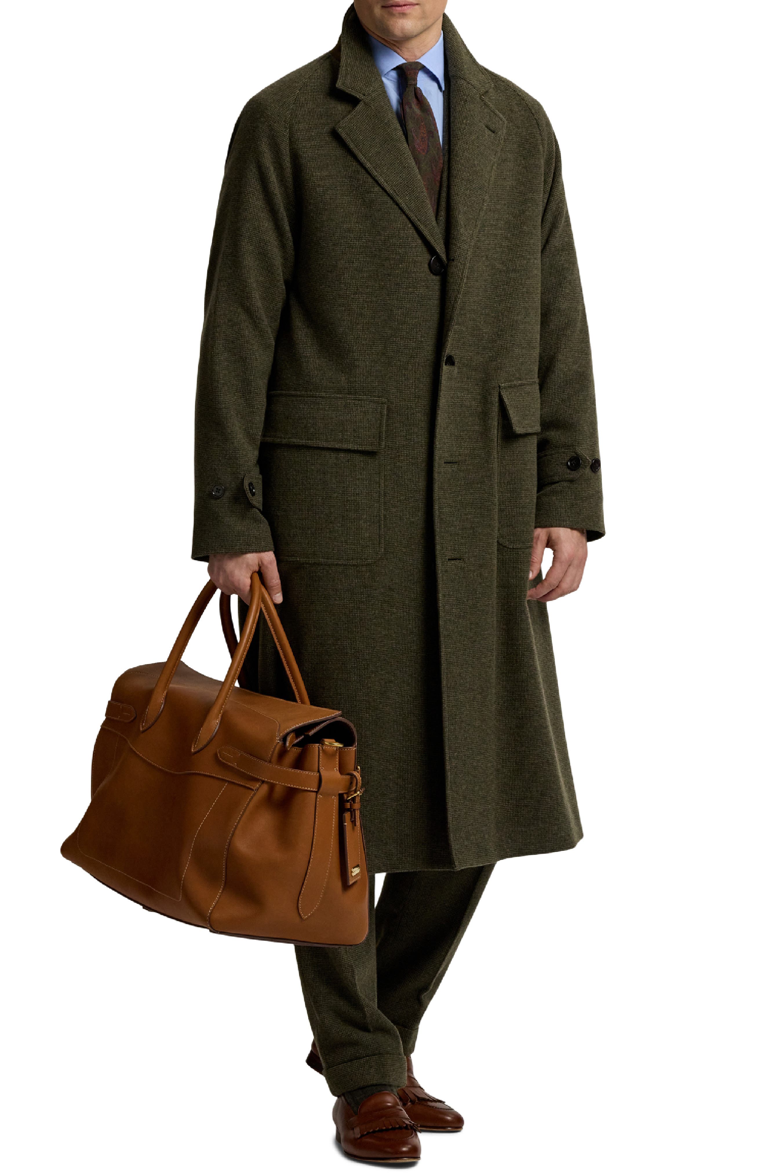 Ralph Lauren Purple Label Bedford Calfskin Leather Duffle Bag, Alternate, color, Gold