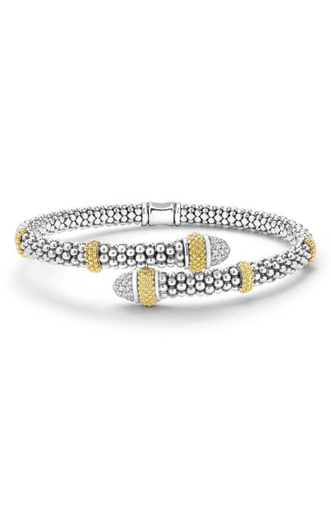 Two-Tone Caviar Diamond Versa Bypass Bracelet