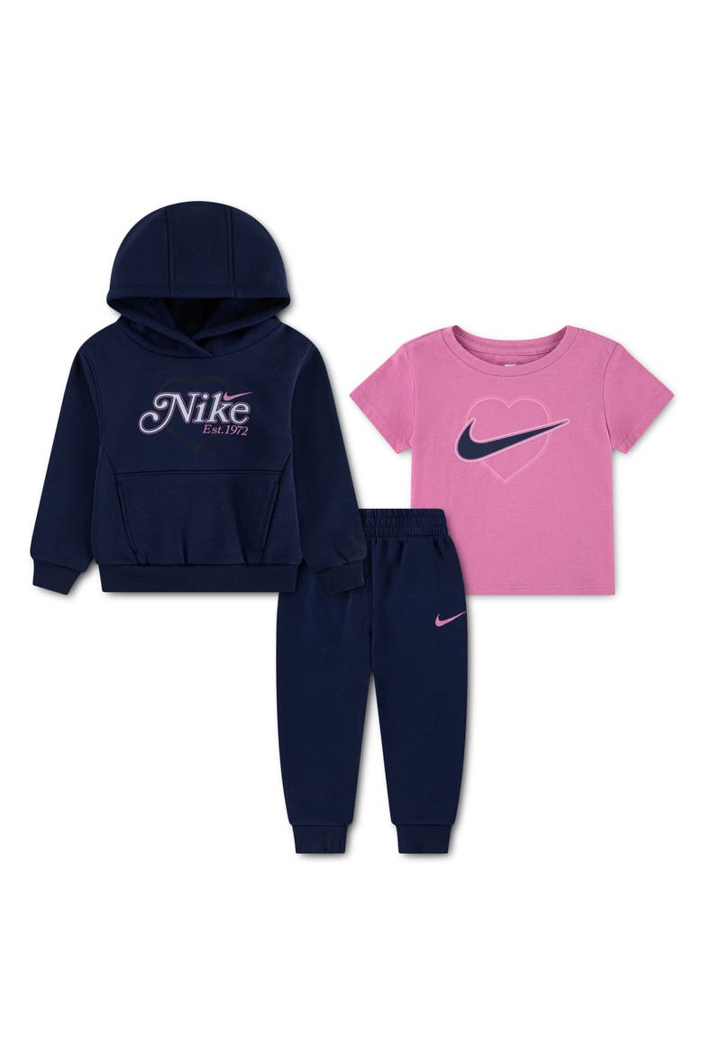 Kids' 3-Piece Hoodie, T-Shirt & Joggers Set, Main, color, MIDNIGHT NAVY