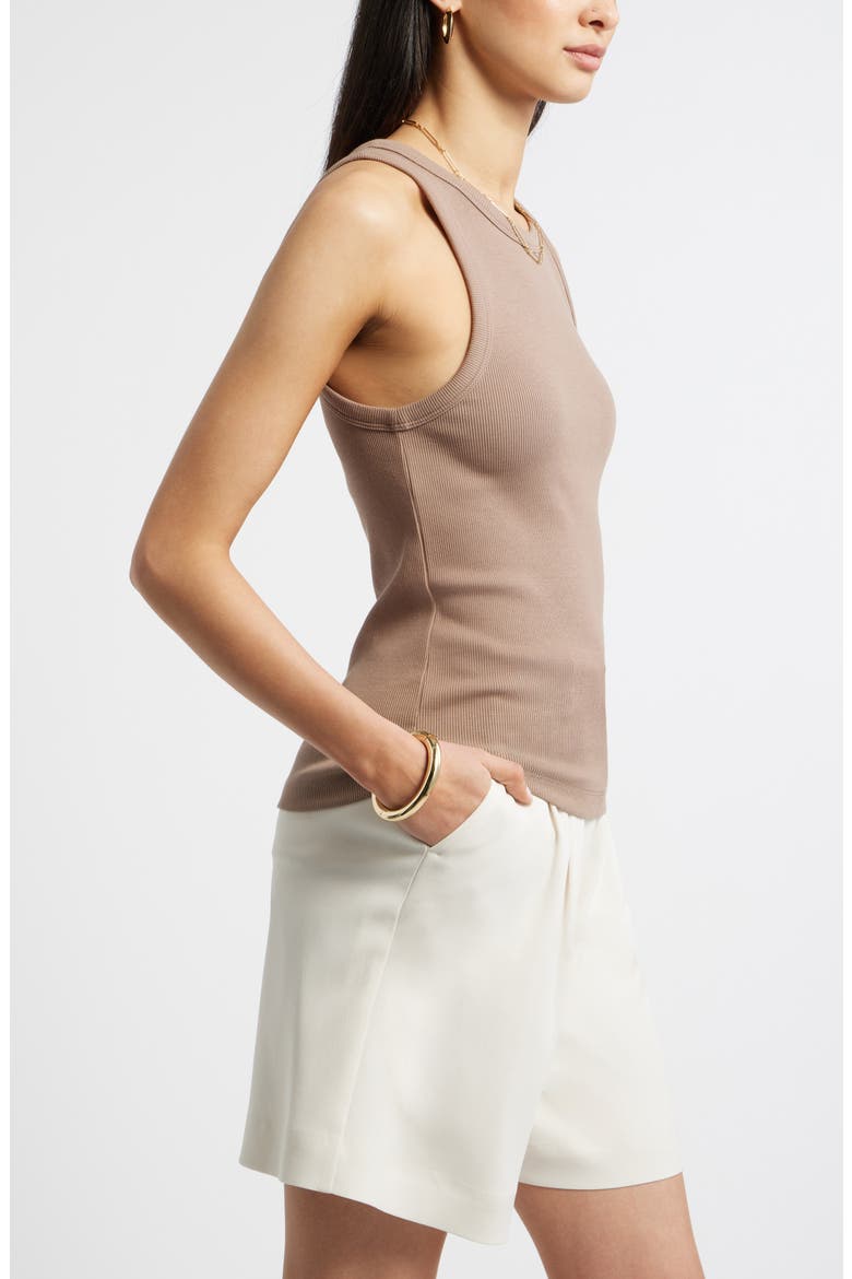Everyday Cotton Rib Tank, Alternate, color, BROWN LENTIL