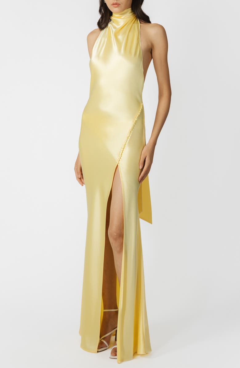 SAU LEE Penelope Satin Gown, Alternate, color, Popcorn Yellow