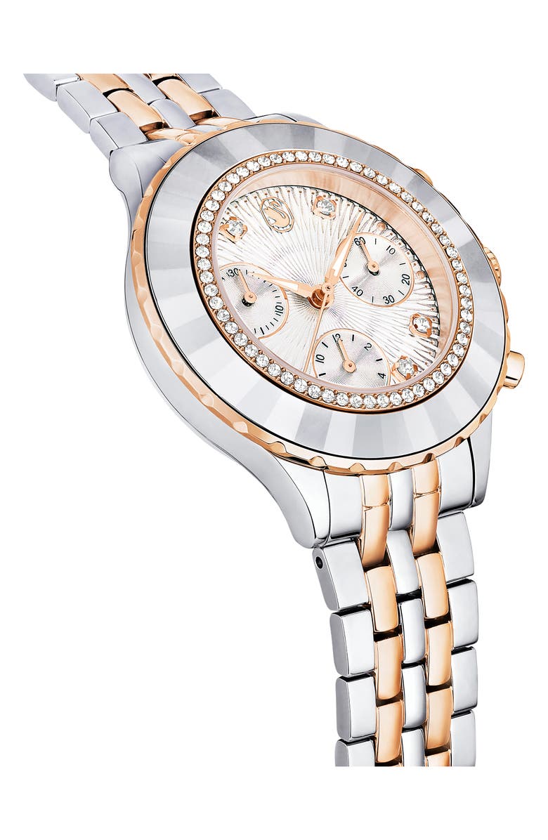 Swarovski Octea Chronograph Bracelet Watch, 37mm, Alternate, color, Rose Gold