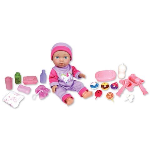 12 Inch Baby Doll 16 Piece Playset Feeding & Care Accessories