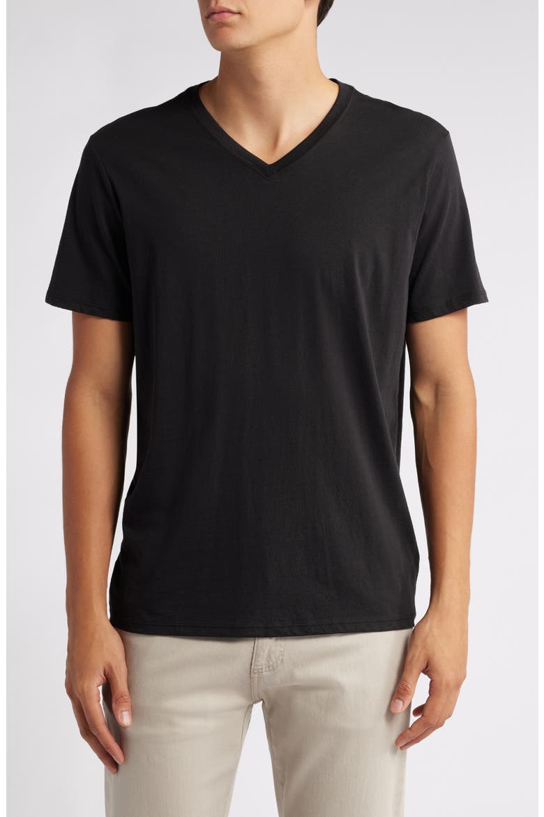 V-Neck Cotton T-Shirt, Main, color, BLACK