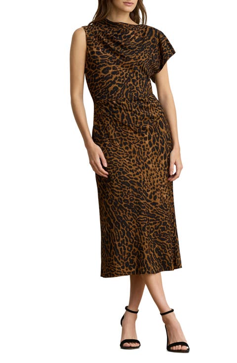 Ocelot Print Crêpe de Chine Midi Dress