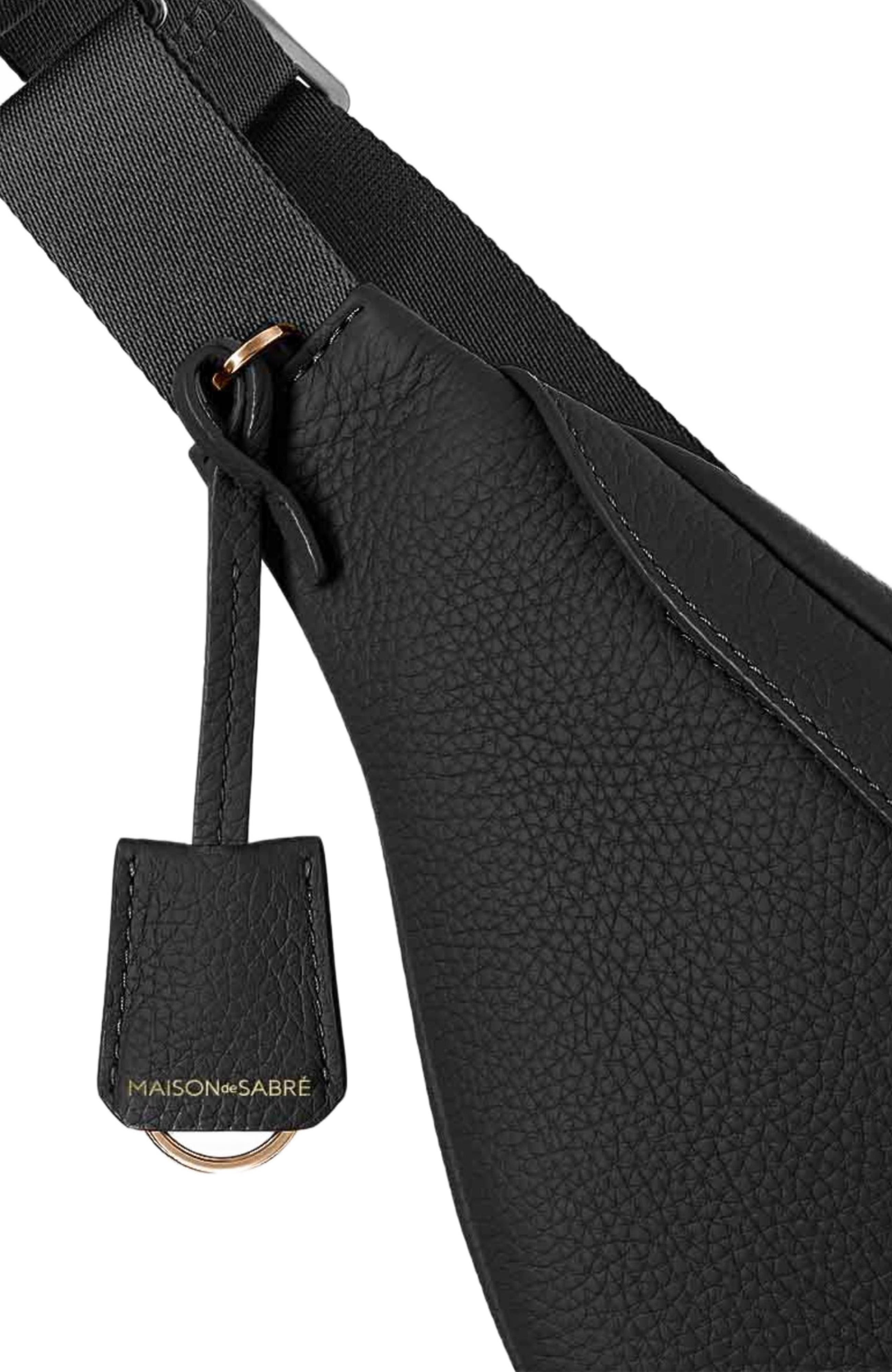 MAISON de SABRÉ Leather Sling Bag, Alternate, color, Black Caviar
