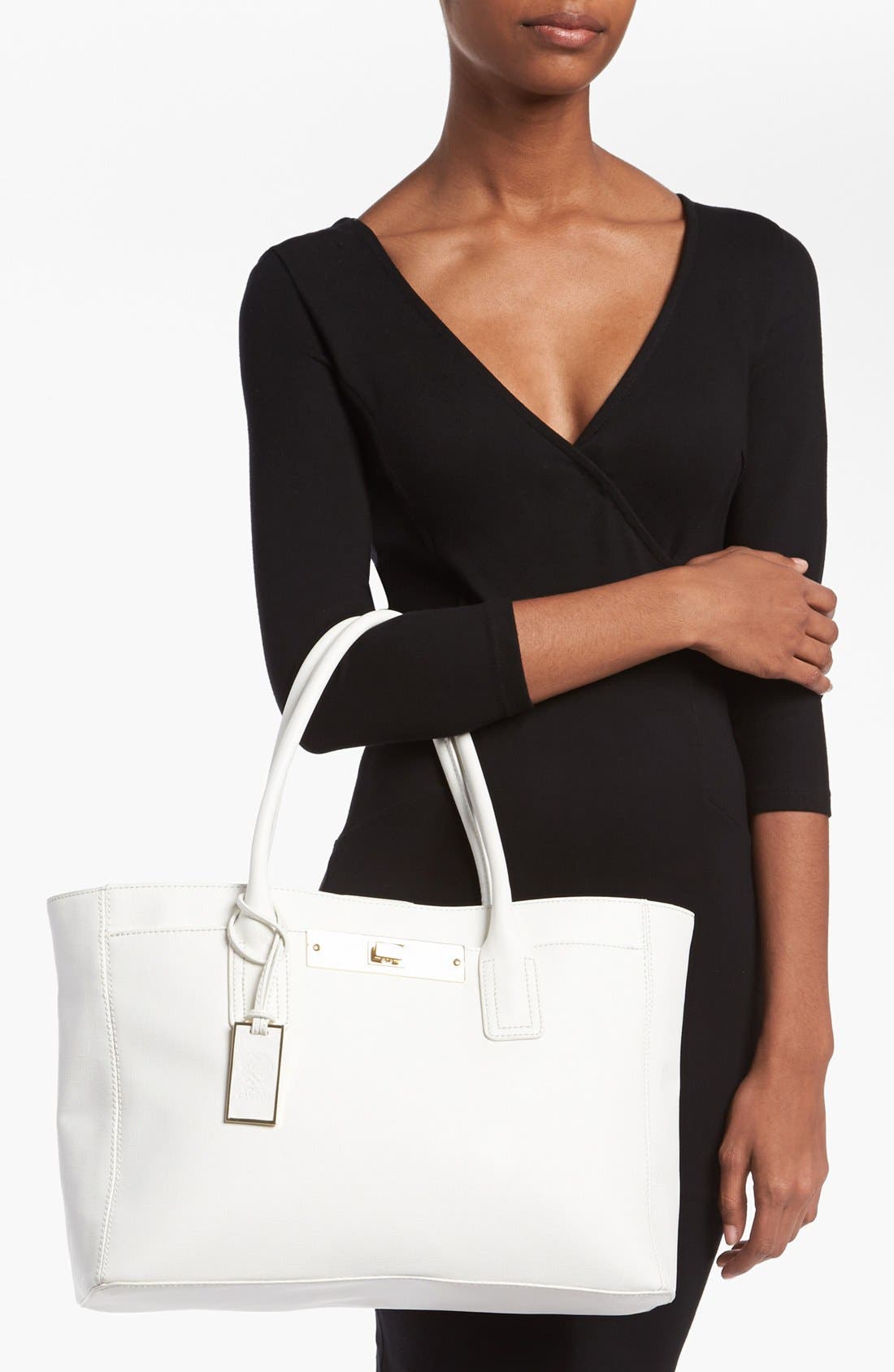 'Alex' Tote, Large, Alternate, color, SNOW WHITE