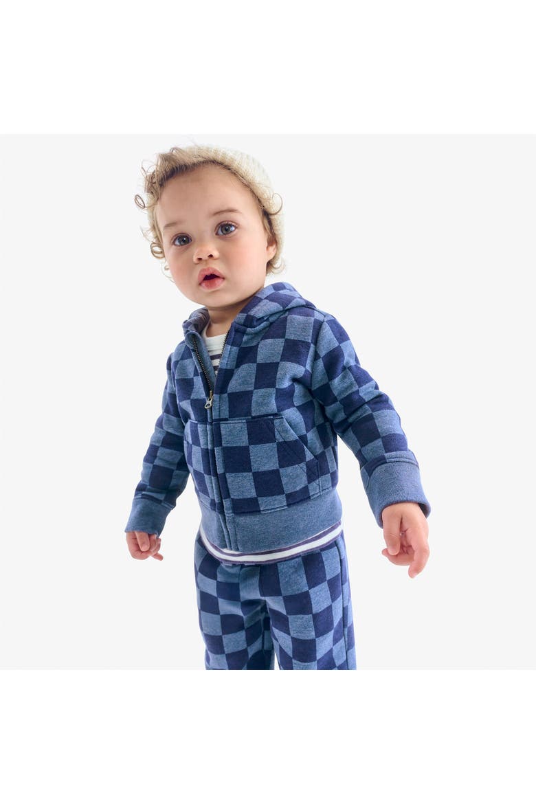 Baby Cozy Fleece Sweatpant In Checkerboard, Alternate, color, Heather Navy Checks