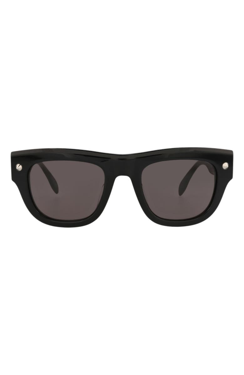 McQueen 51mm Square Sunglasses, Main, color, Black Black Grey