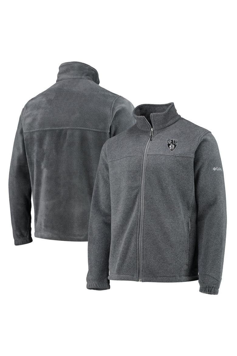 Men's Columbia Brooklyn Nets Heathered Charcoal Flanker Full-Zip Jacket, Main, color, Heather Charcoal