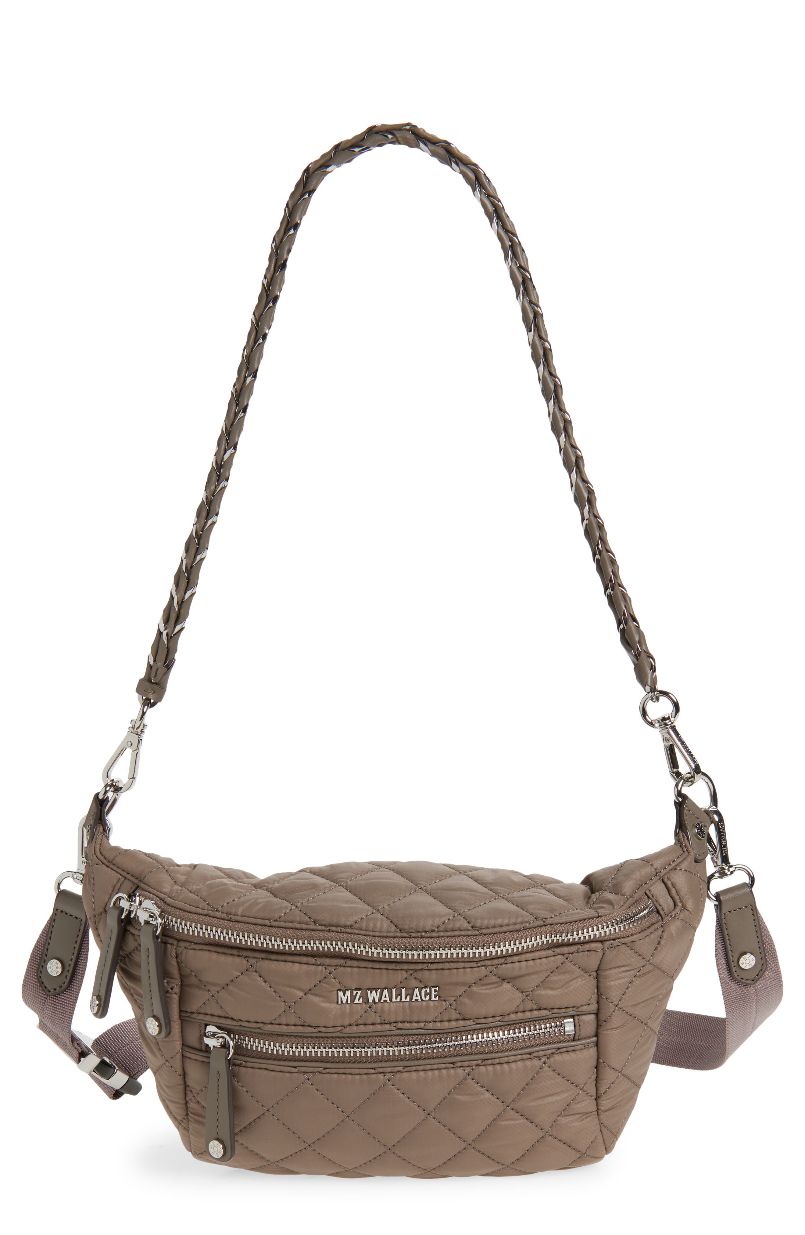 MZ Wallace Crosby Quilted Nylon Convertible Sling Bag, Main, color, Morning Dove