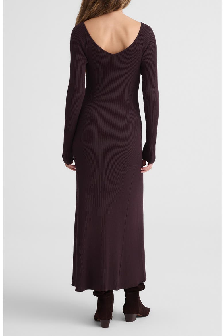 The Signature Knit V-Neck Midi Dress, Alternate, color, ESPRESSO