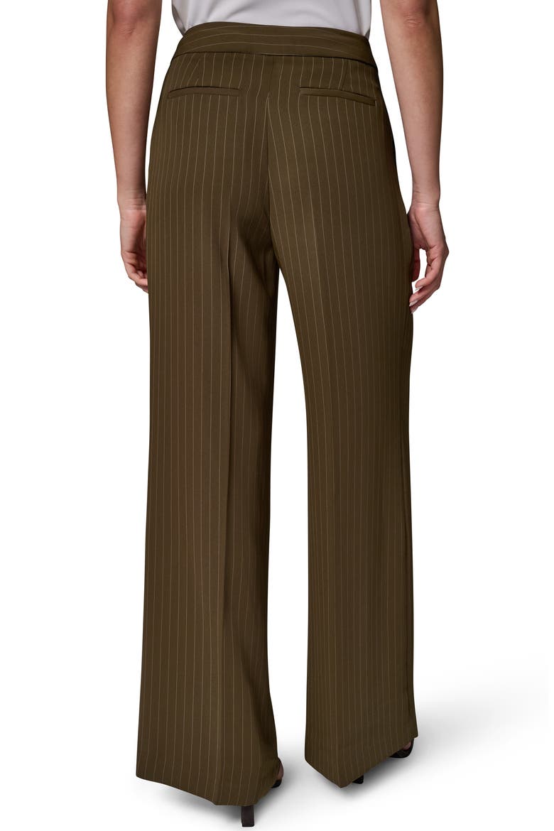 High Waist Pinstripe Wide Leg Pants, Alternate, color, OLVE BRINE