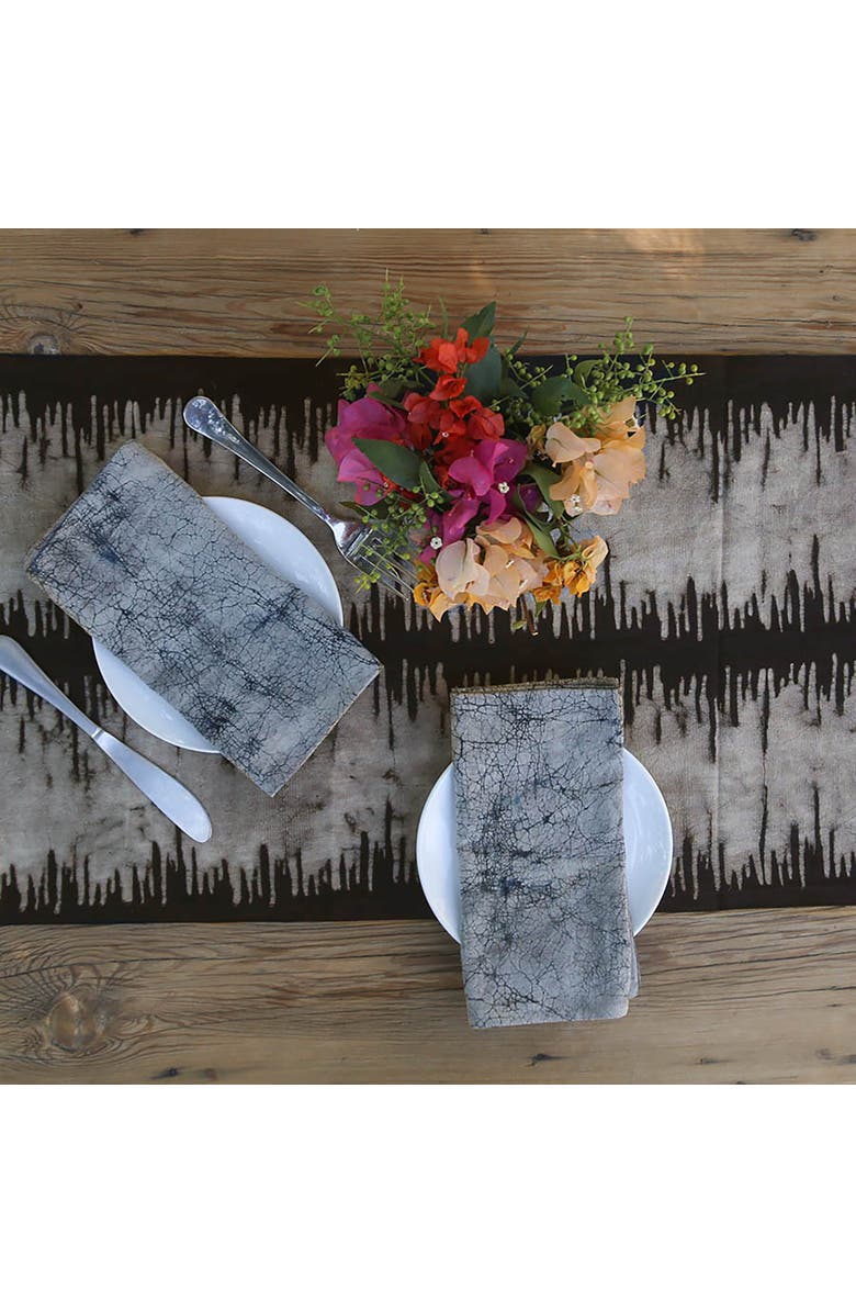 Ichcha Neutral Block Print Table Runner, Alternate, color, Black
