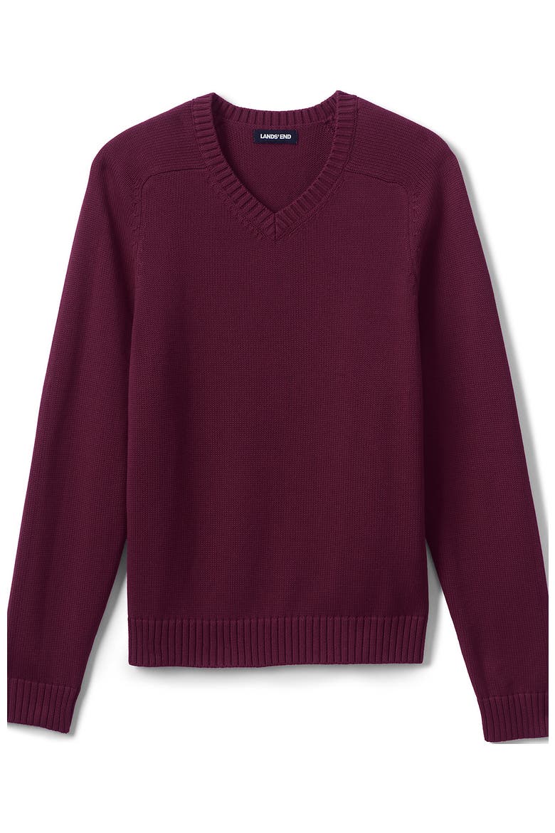 School Uniform Young  Cotton Modal V-neck Sweater, Alternate, color, Burgundy