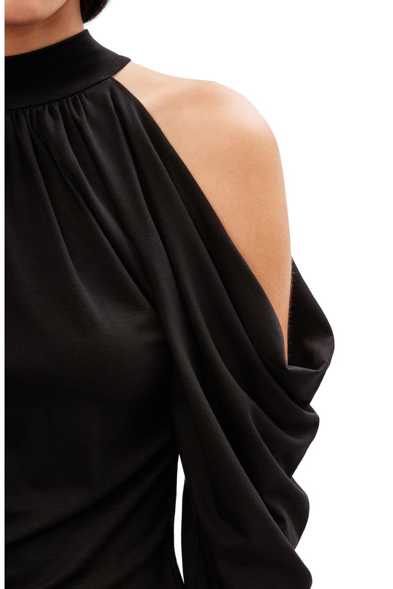 Perry Draped Cold Shoulder Jersey Top, Alternate, color, BLACK
