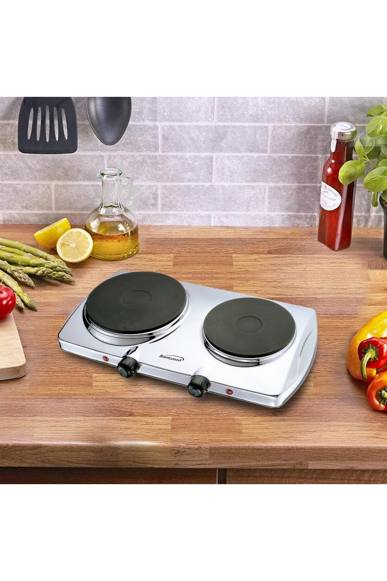 Electric 1440W Double Hotplate in Chrome, Alternate, color, Silver