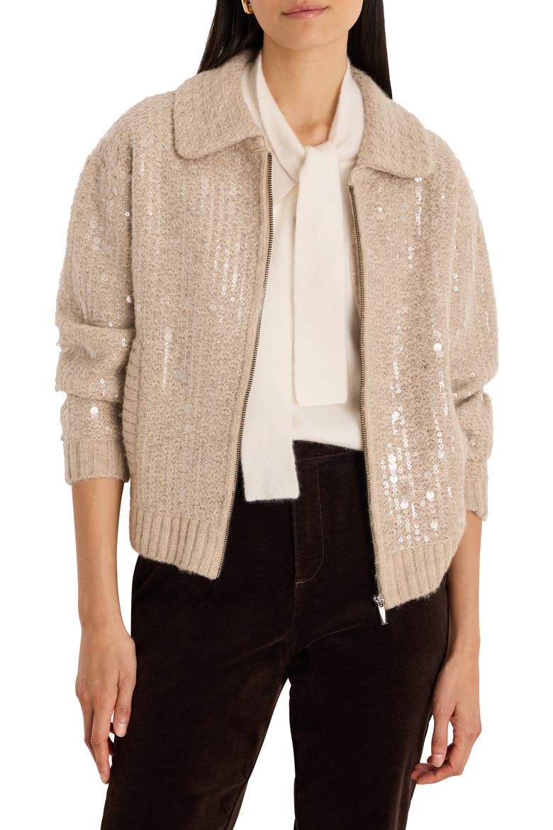 Shimmer Sequin Knit Jacket, Main, color, ALPACA
