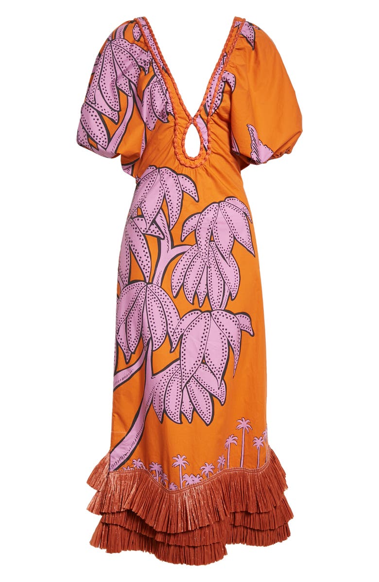 Johanna Ortiz Aventuras Coloridas Raffia Fringe Midi Dress, Alternate, color,