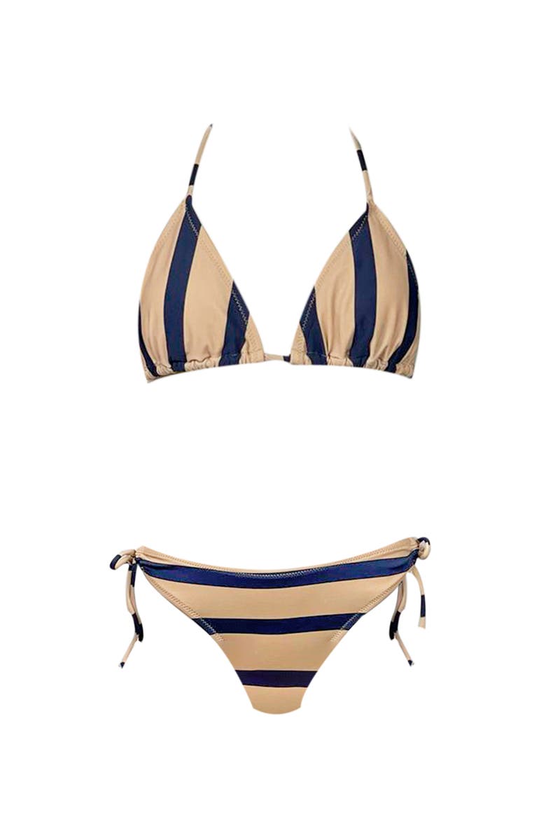 Kids' Stripe Triangle Two-Piece Bikini, Main, color, Beige