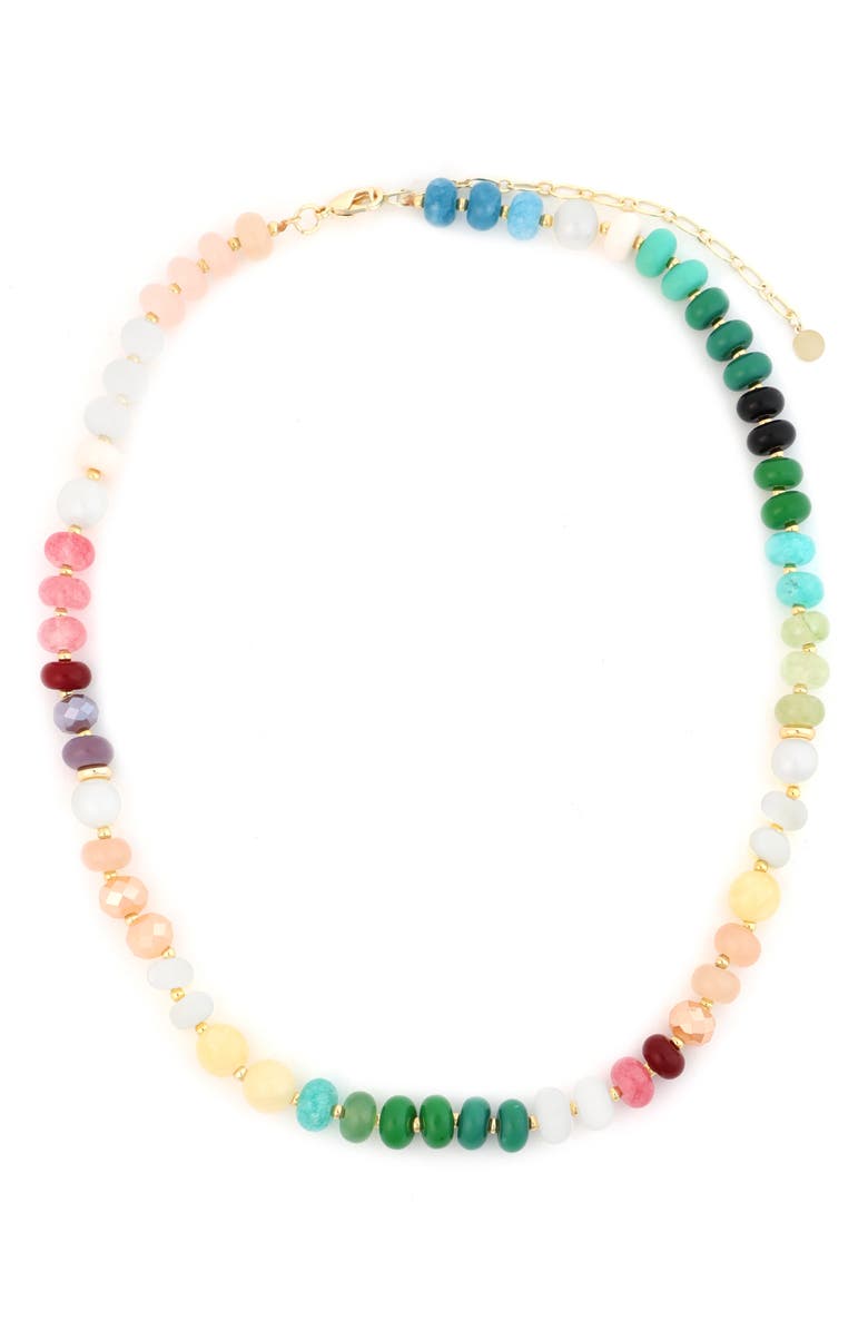 Panacea Rainbow Beaded Necklace, Main, color, Gold Multi