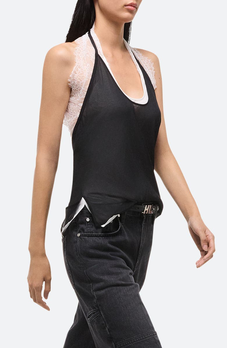 Helmut Lang Lace Dancer Stretch Silk Halter Top, Alternate, color, 