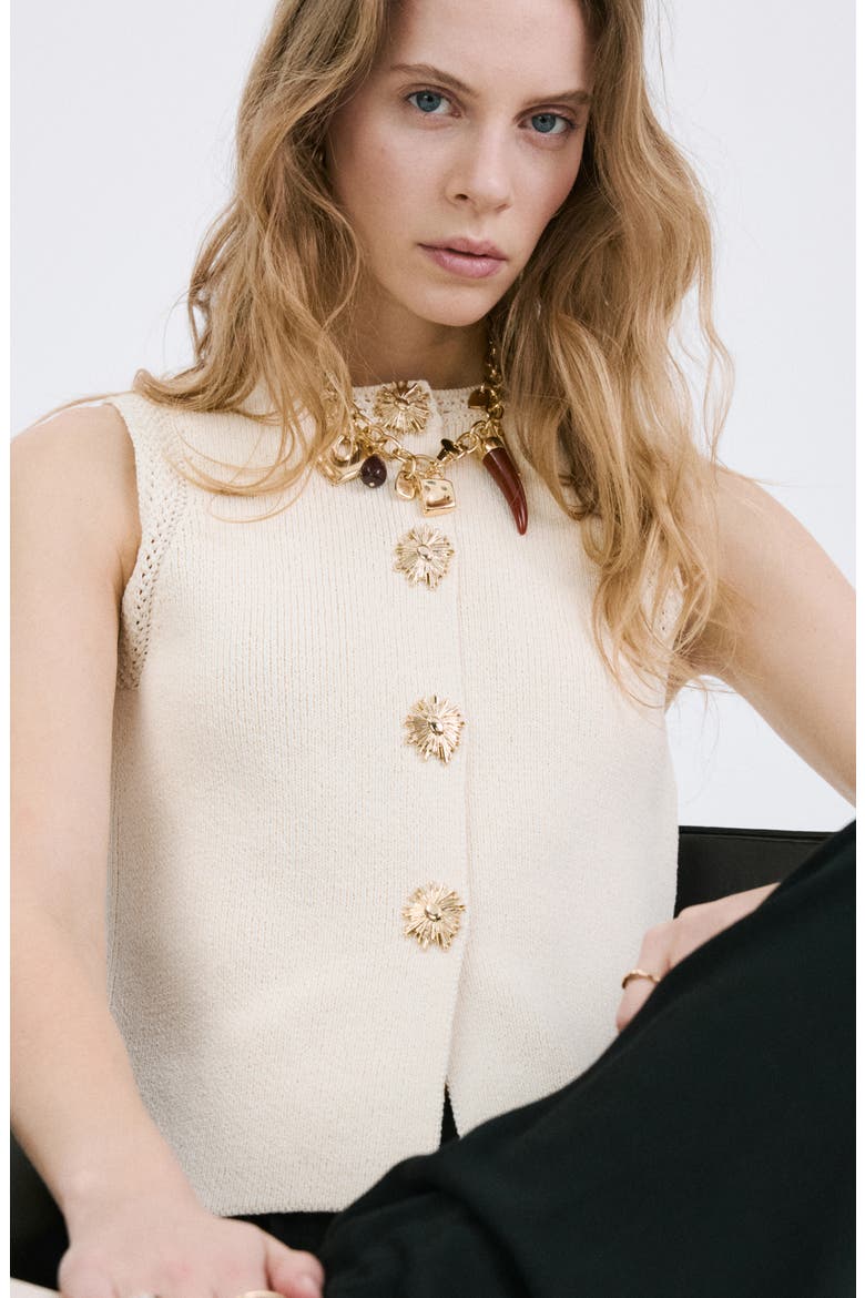 Chaleco Frida Cotton Blend Sweater Vest, Alternate, color, ECRU