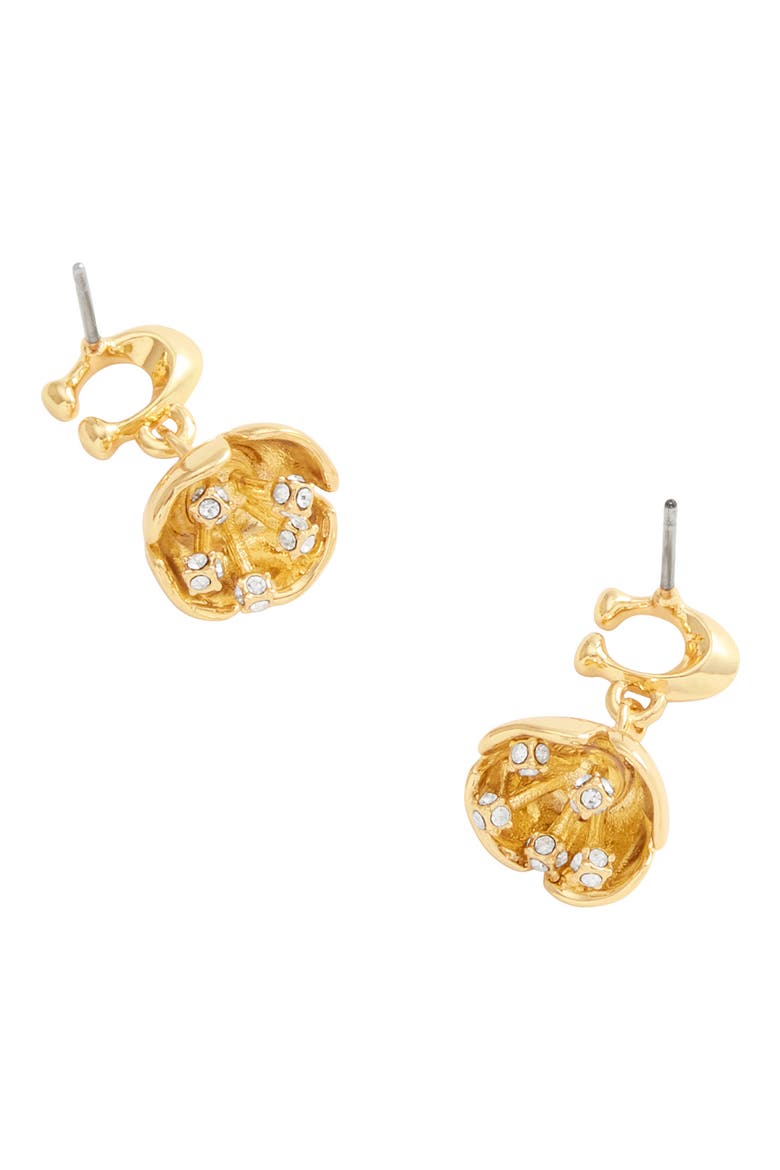Floral Drop Earrings, Alternate, color, SHINY GOLD