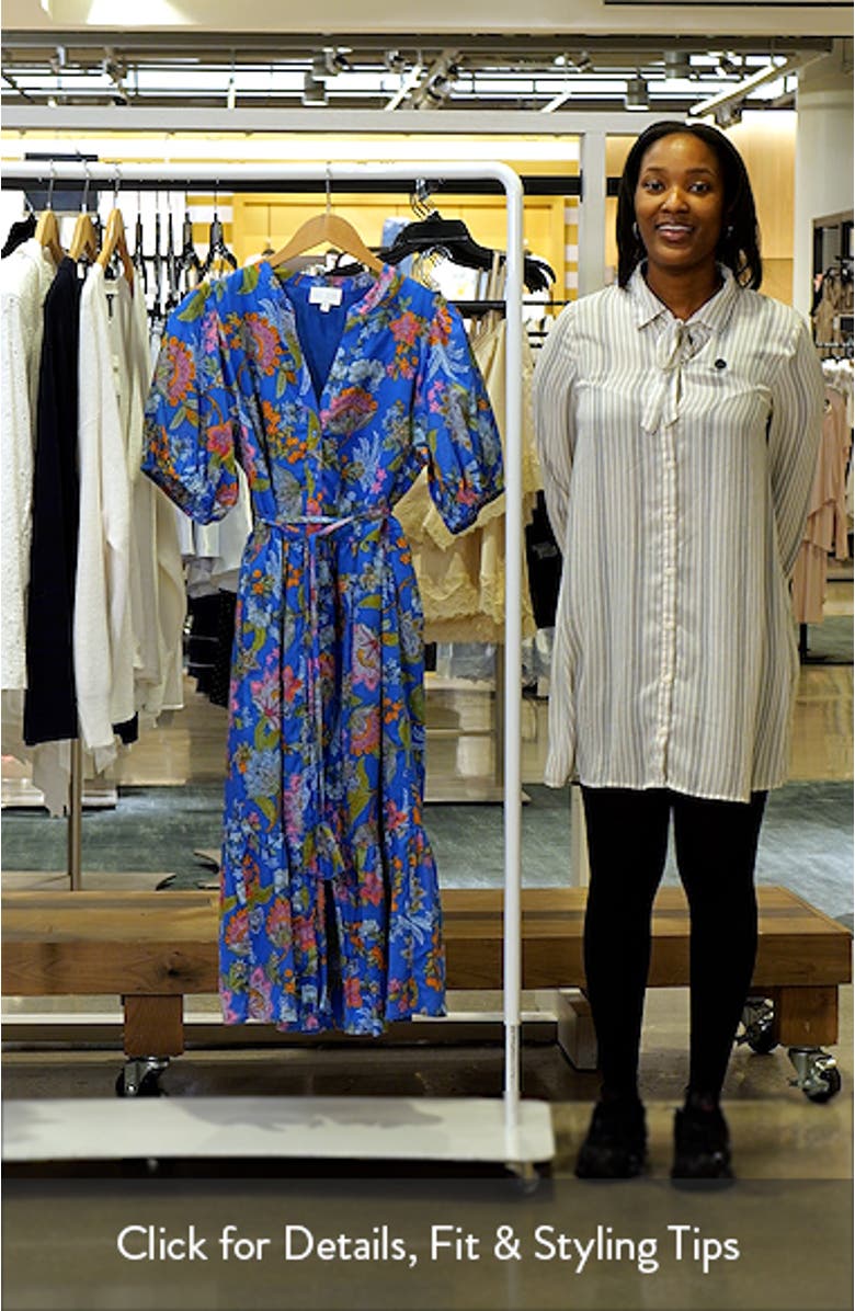 Sunlit Floral Beth Button-Up Cotton Midi Dress, sales video thumbnail
