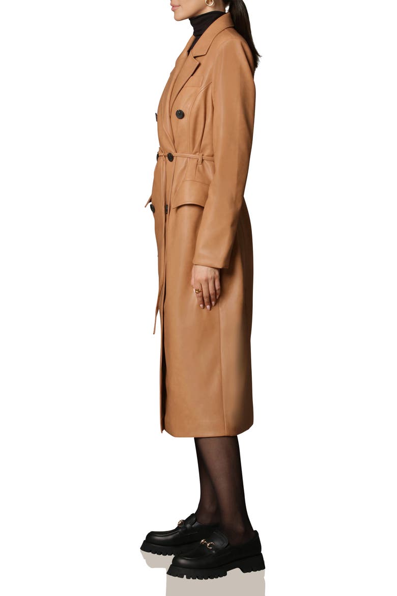 Faux Leather Trench Coat, Alternate, color, CAMEL