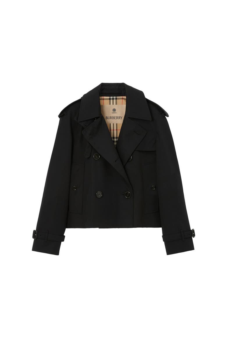 Cropped Gabardine Mayfair Trench Jacket, Alternate, color, Black