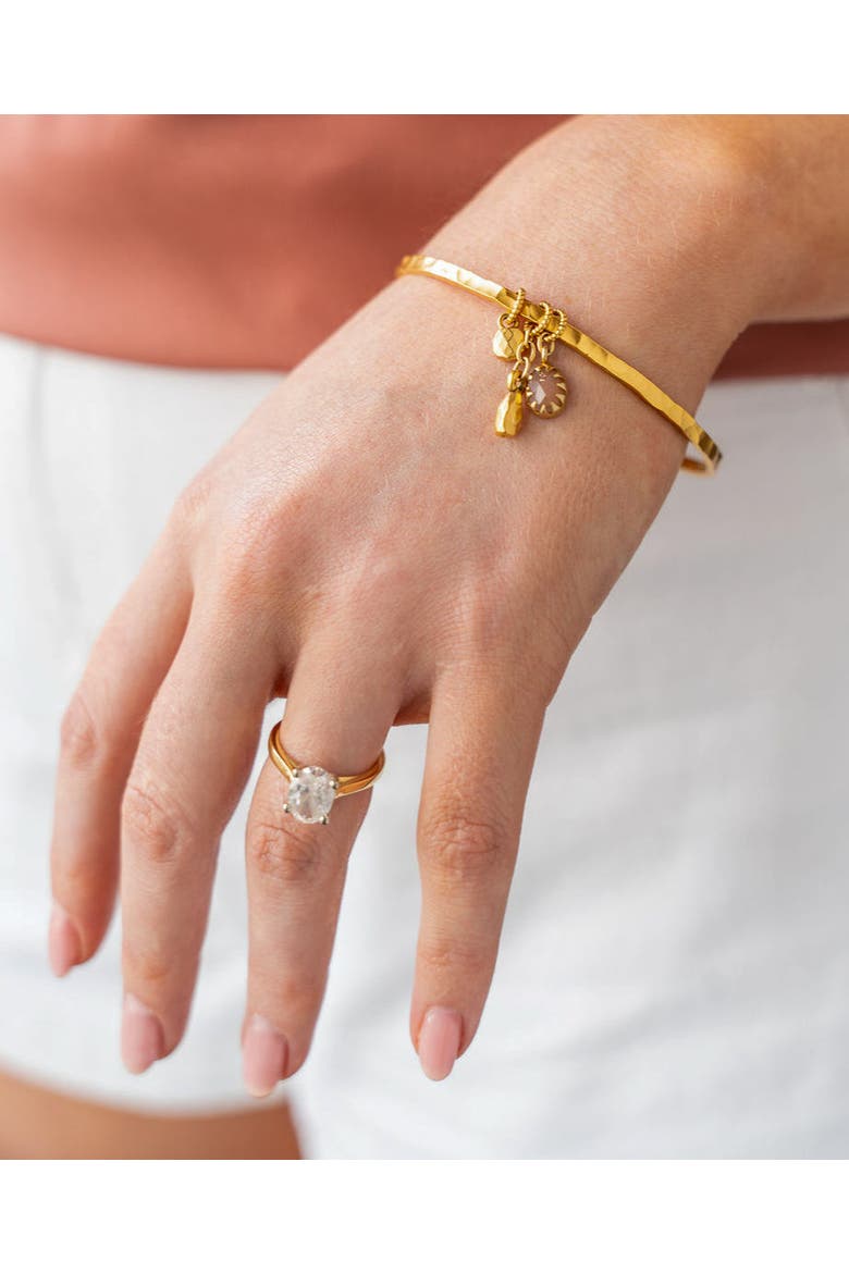 Peach Moonstone Talisman Bangle Bracelet, Alternate, color, Gold