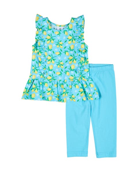 Lemon Print Top with Capri Legging