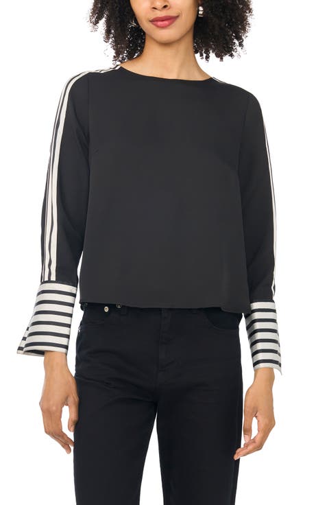 Stripe Accent Boat Neck Top
