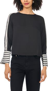Vince Camuto Stripe Accent Boat Neck Top