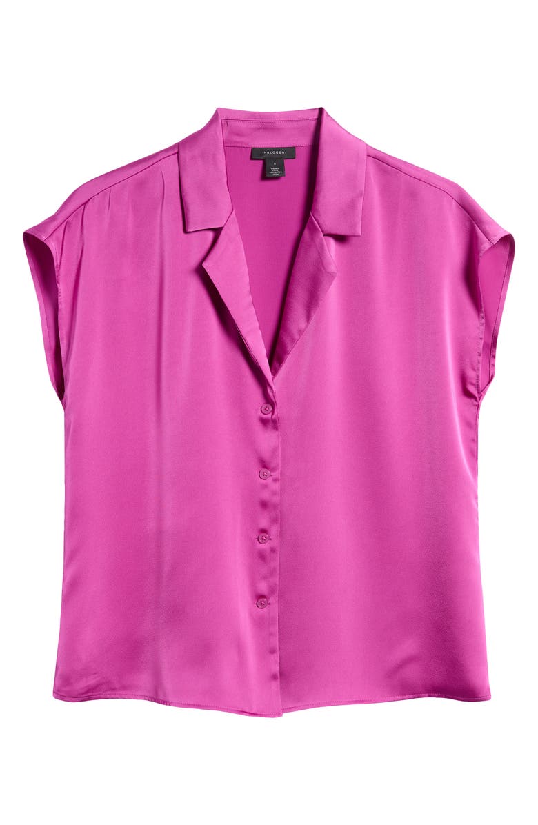 Halogen<sup>®</sup> Solid Camp Shirt, Alternate, color, Vivid Plum Purple